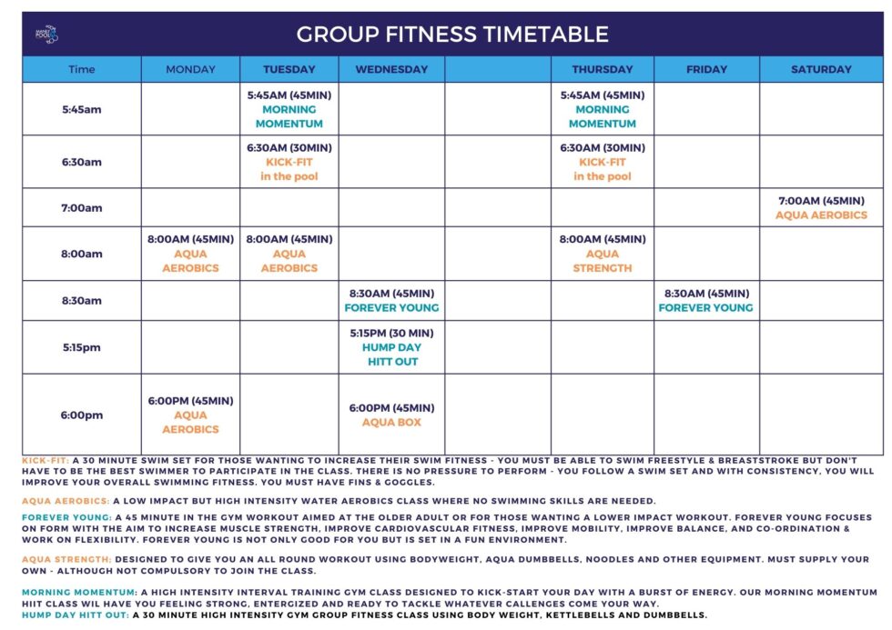 Timetables | Manly Pool